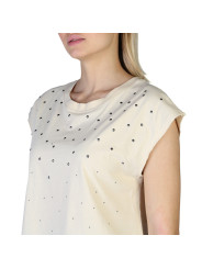 Weiße T-Shirt mit Schulterpolstern