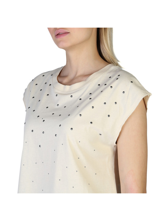 Weiße T-Shirt mit Schulterpolstern