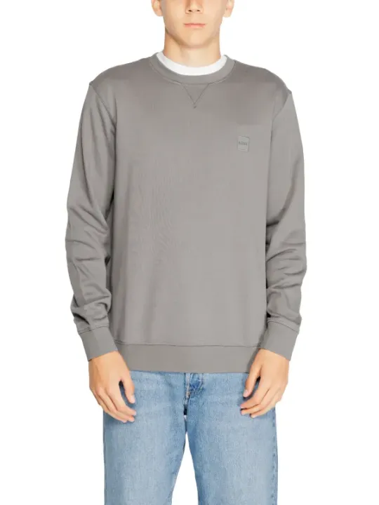 Grauer Boss Pullover mit Logo