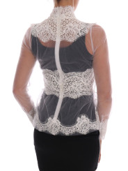Tops & T-Shirts Elegant White Floral Lace Blouse Top 2.200,00 € 8052087767262 | Planet-Deluxe