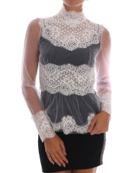 Tops & T-Shirts Elegant White Floral Lace Blouse Top 2.200,00 € 8052087767262 | Planet-Deluxe