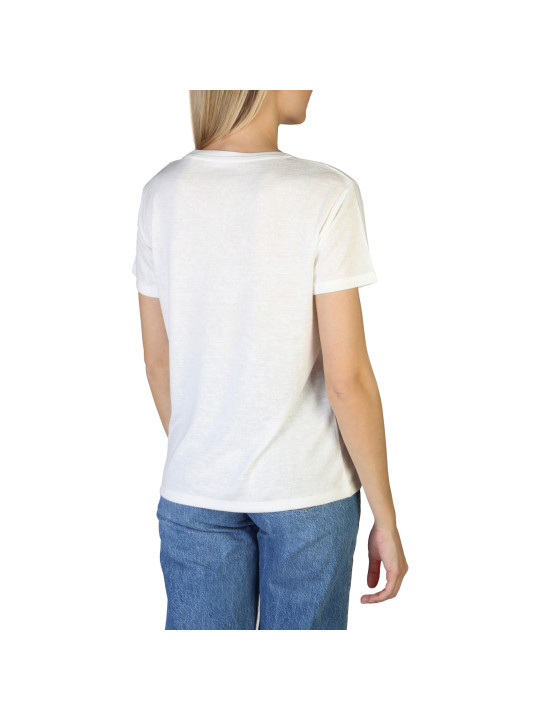 Weißes Baumwoll-T-Shirt mit Rundhalsausschnitt