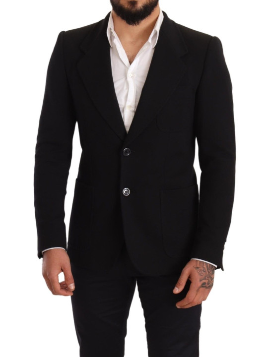 Blazers Elegant Slim Fit Black Cotton Blazer 2.400,00 € 8057155330201 | Planet-Deluxe