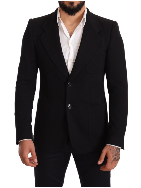 Blazers Elegant Slim Fit Black Cotton Blazer 2.400,00 € 8057155330201 | Planet-Deluxe