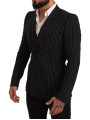 Blazers Elegant Striped Wool Blazer with Silk Lining 2.400,00 € 7333413022622 | Planet-Deluxe