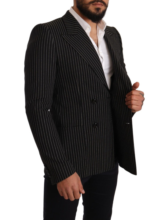 Blazers Elegant Striped Wool Blazer with Silk Lining 2.400,00 € 7333413022622 | Planet-Deluxe