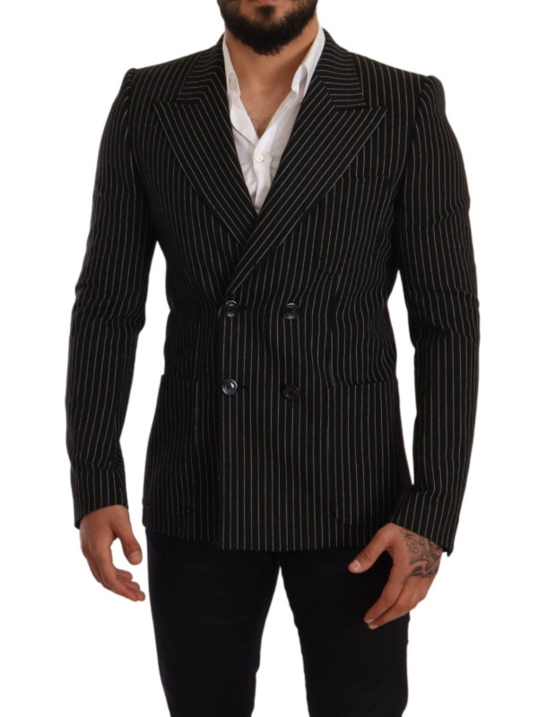 Blazers Elegant Striped Wool Blazer with Silk Lining 2.400,00 € 7333413022622 | Planet-Deluxe