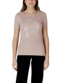 Rosa Ea7 Grafik Baumwoll-T-Shirt
