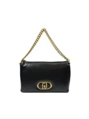 Schwarze Lederhandtasche mit goldenem Kettenriemen