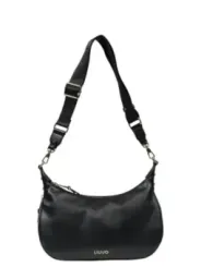 Schwarze Lederhandtasche mit Schulterriemen