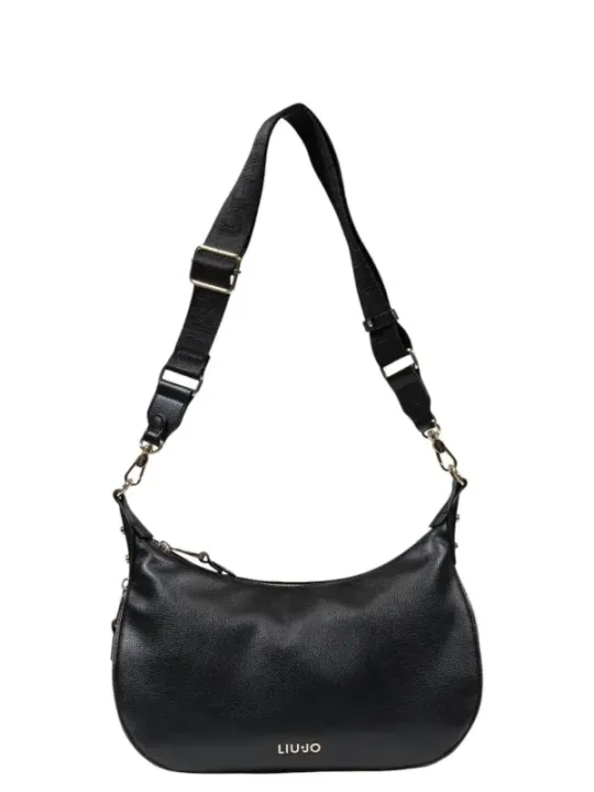 Schwarze Lederhandtasche mit Schulterriemen