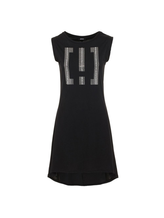 Tops & T-Shirts Elegant Black Logo Cotton Dress 70,00 € 8060834457731 | Planet-Deluxe