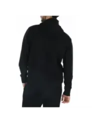 Schwarzer Wollpullover mit Reißverschluss
