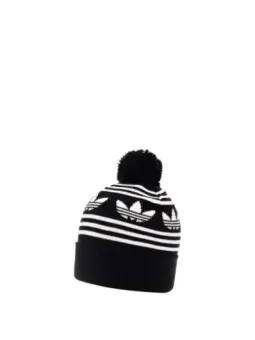 Schwarze Adidas Beanie mit Streifen