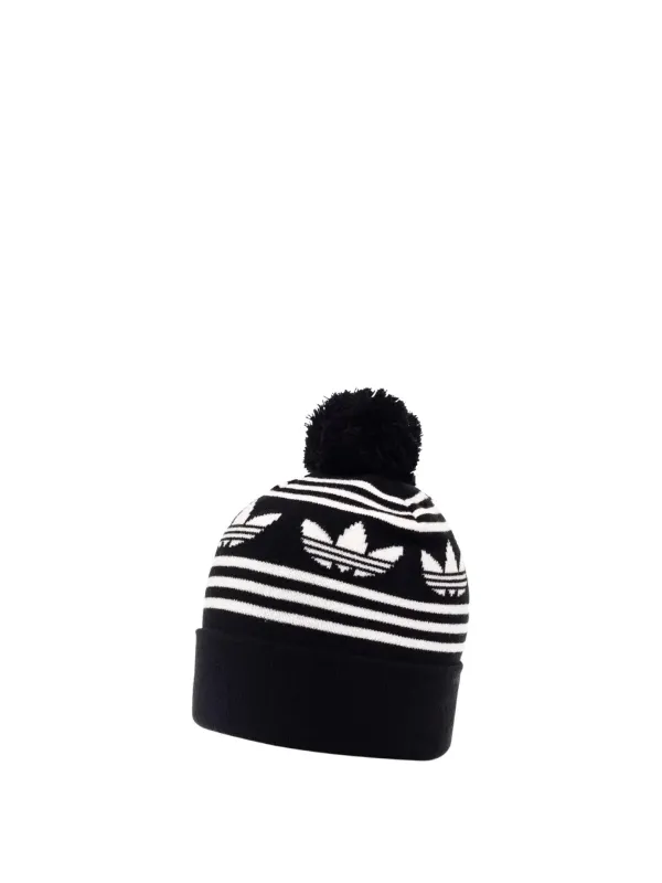 Schwarze Adidas Beanie mit Streifen Schwarze Adidas Beanie mit Streifen