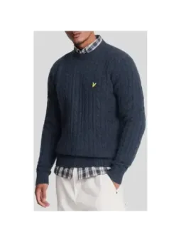 Grauer Strickpullover mit Vogel-Logo
