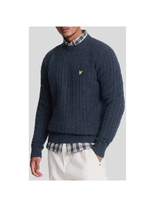 Grauer Strickpullover mit Vogel-Logo