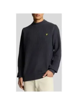 Grauer Strickpullover mit gelbem Vogel