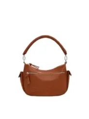 Braunes Desigual Lederhandtasche mit Reißverschluss