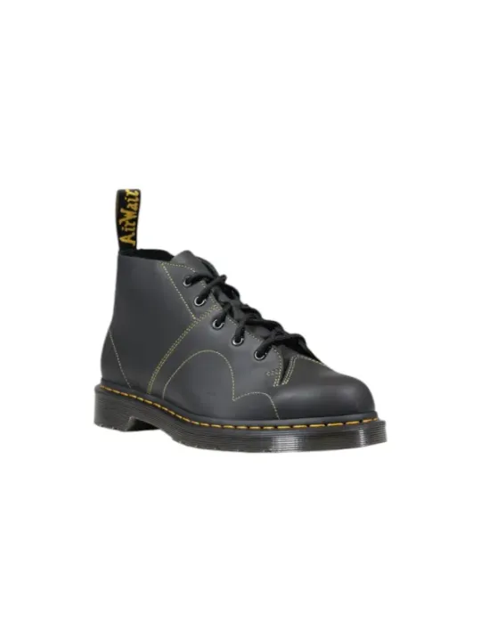 Graue Dr. Martens Lederstiefel gelb