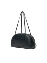 Schwarze Lederhandtasche mit Reißverschluss