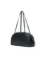 Schwarze Lederhandtasche mit Reißverschluss