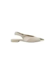 Beige Slingback Flats Silver Chain