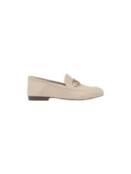 Beige Lederloafers mit goldenen Details