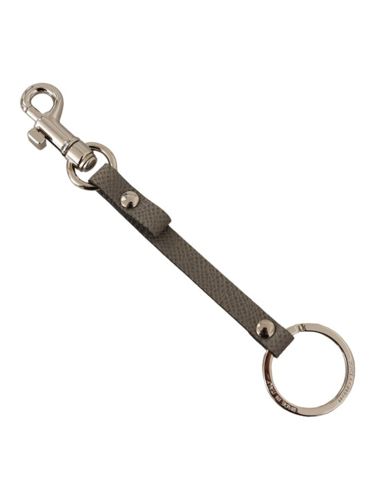 Keychains Elegant Gray Leather Keyring with Silver Accents 190,00 € 8059226919049 | Planet-Deluxe