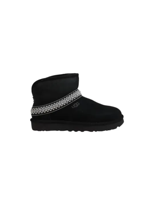 Schwarzer UGG Wildlederstiefel mit Zickzack