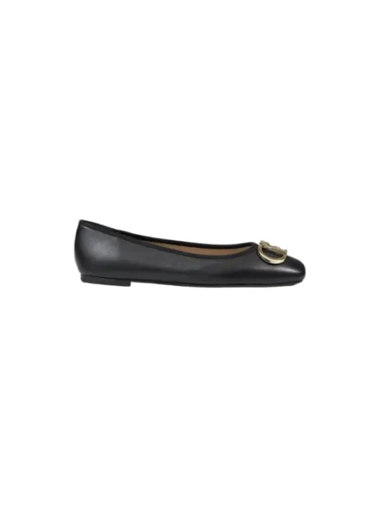 Schwarze Ballerinas mit goldenem Detail