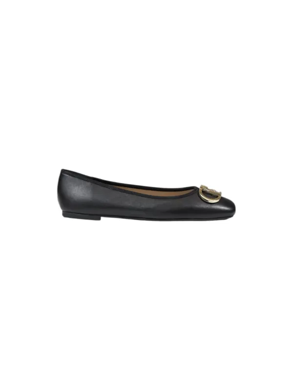 Schwarze Ballerinas mit goldenem Detail
