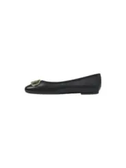 Schwarze Leder Ballerinas mit Schnalle