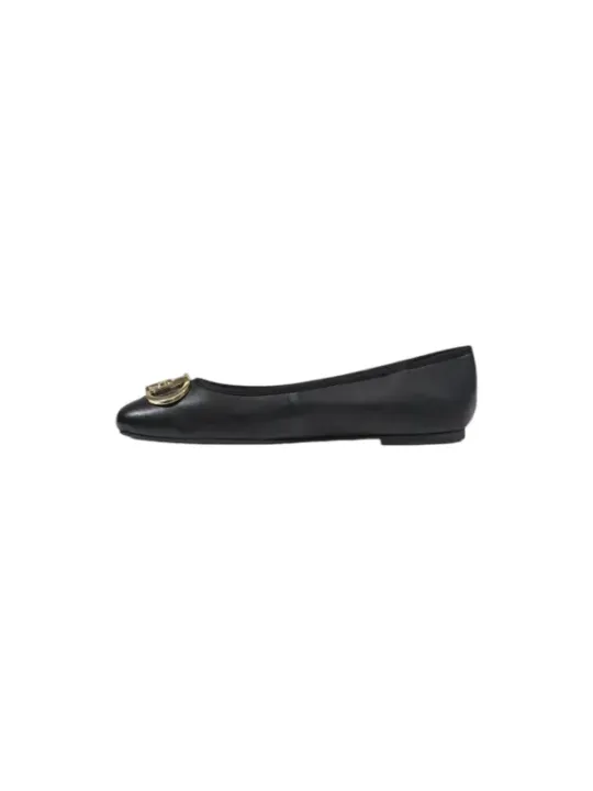 Schwarze Leder Ballerinas mit Schnalle