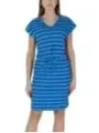 Blau-weiß gestreiftes Sommerkleid mit Kordelzug