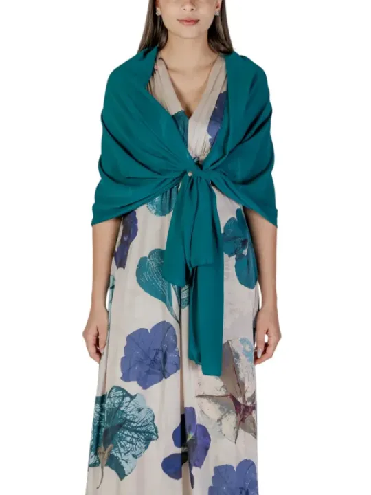 Blauer und grüner Seidenschal floral