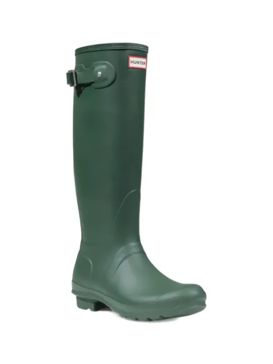 Grüne Hunter Gummistiefel mit Profilsohle