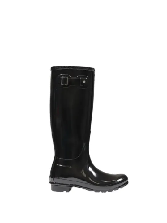 Schwarze Hunter Gummistiefel mit Schnalle