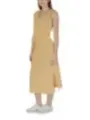 Gestreiftes weiß-gelbes Sommerkleid mit Gürtel