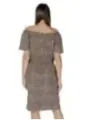Leopardenmuster Kleid, schulterfrei, knielang