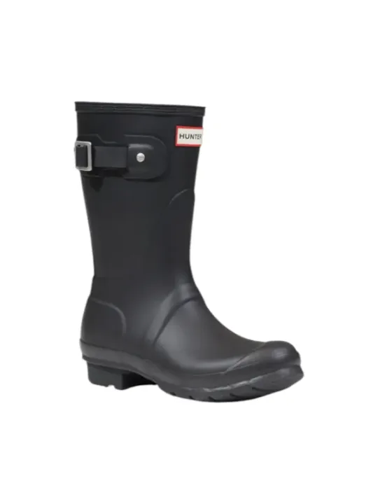 Schwarzer Hunter Gummistiefel mit Schnalle
