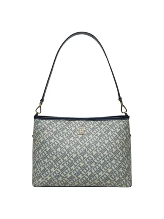 Tommy Hilfiger Monogram Handtasche grau weiß