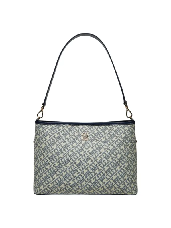 Tommy Hilfiger Monogram Handtasche grau weiß