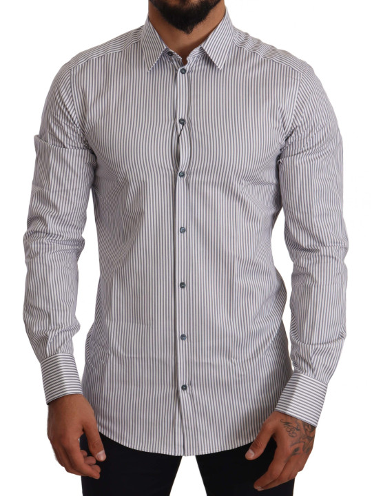 Shirts Elegant Slim Fit Striped Cotton Shirt 500,00 € 8056305696839 | Planet-Deluxe