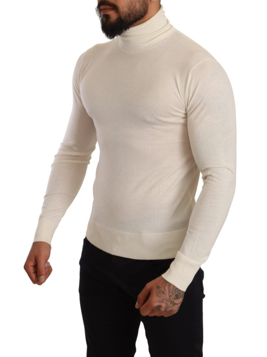 Sweaters Ivory Cashmere-Silk Blend Turtleneck Sweater 1.100,00 € 8057155144570 | Planet-Deluxe