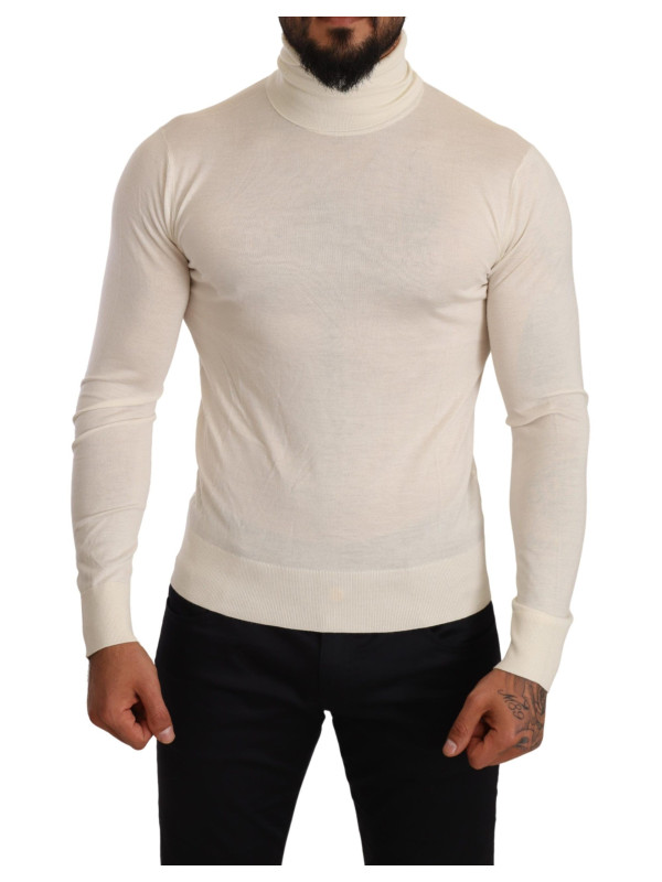 Sweaters Ivory Cashmere-Silk Blend Turtleneck Sweater 1.100,00 € 8057155144570 | Planet-Deluxe