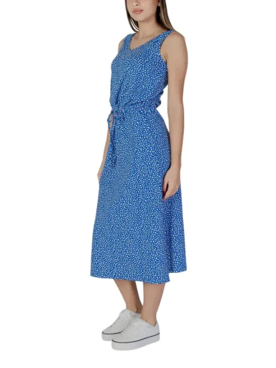 Blaues Polka-Dot-Midi-Kleid B.young