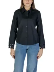 Schwarze Seidenbluse klassischer Schnitt Jacqueline De Yong