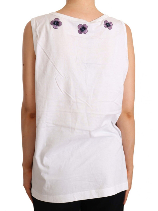 Tops & T-Shirts Floral Trim Logo Tank Top in White 600,00 € 8058091674671 | Planet-Deluxe
