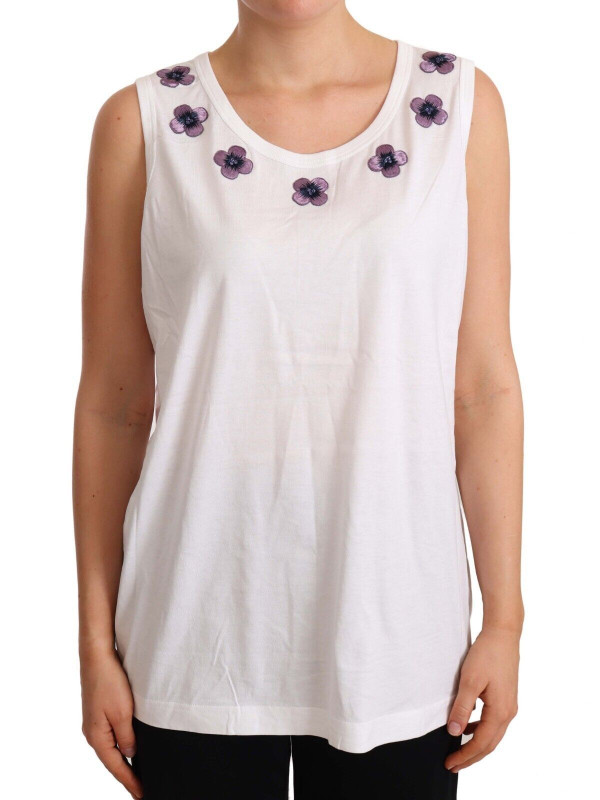 Tops & T-Shirts Floral Trim Logo Tank Top in White 600,00 € 8058091674671 | Planet-Deluxe